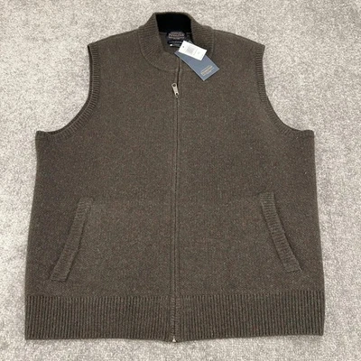 Pendleton Vest Mens 2XL Green Washable Wool Full Zip Pockets Knit Mock Neck - Image 1 of 4