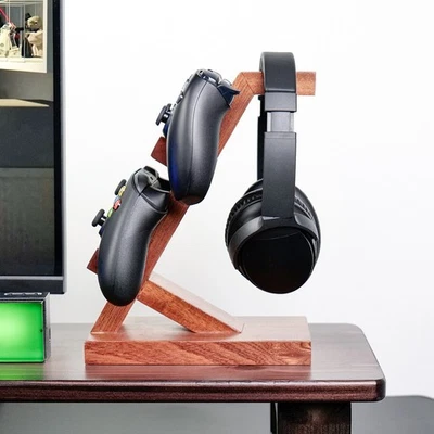 Controller Stand and Headphone Holder with Stable Wooden Design for Gamers - Image 1 of 4