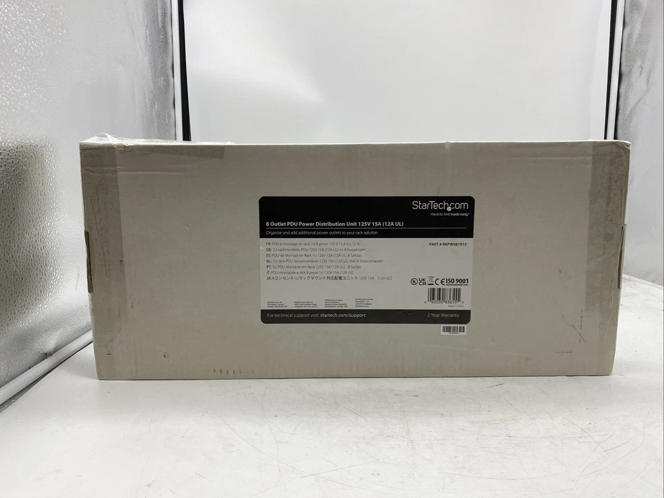 StarTech Power Distribution Unit 125V RKPW081915 19in 1U Rackmount 8 Outlet PDU - Image 1 of 3