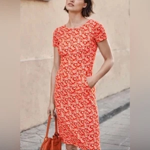 Vestido Jersey Boden Pheobe Naranja Puesta de Sol Selva Flor Estampado Floral 12 - Imagen 1 de 11