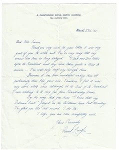 Ernest Lough (1911-2000), Singer, Mendelssohn's Hear my Pray 1927, letter 1951 - Picture 1 of 1