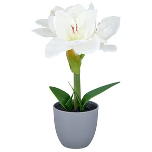 Kunstpflanze Amaryllis, Farbe weiß, inkl. Kunststoff-Topf, Höhe ca. 35 cm - Bild 1 von 2