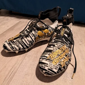 ADIDAS Adizero 8.0 White Black Metallic Gold Molded Football Cleats Size 10.5 - Picture 1 of 13