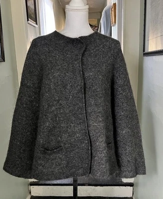 Chaqueta cárdigan gris mezcla pelo conejo mohair angora grande Eileen Fisher Foto 1 de 4