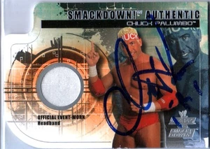 WWE Chuck Palumbo Signed 2002 Fleer Raw vs Smackdown Event Worn HEADBAND Card - Picture 1 of 1