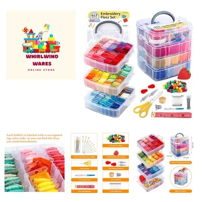 403 Pack Embroidery Floss Set, 250 Colors Cross Stitch Friendship Bracelet Th... - Image 1 of 4