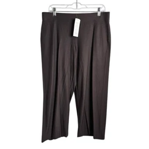 Neu mit Etikett Eileen Fisher kurze Hose weites Bein DUNKELBRAUN Größe L P adrett schick Krepp Yoga - Bild 1 von 7