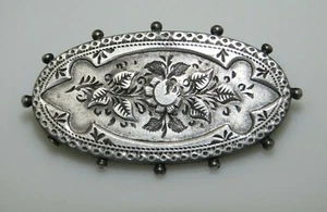 Antique Signed WCM Victorian British Sterling Silver Floral Pin / Brooch - Picture 1 of 6