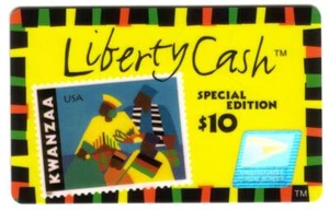 $10. Sello postal conmemorativo de Kwanzaa #93101 caduca 31/08/98 (usado) tarjeta inteligente - Imagen 1 de 2