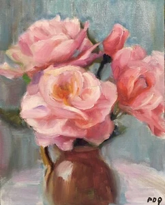 PDQ Artist Original Oil Painting Still Life Flowers Decorative Impressionism Art - Picture 1 of 1