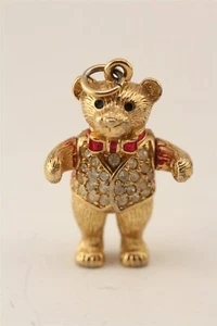 Swarovski Gold Teddy Bear Charm - Picture 1 of 4