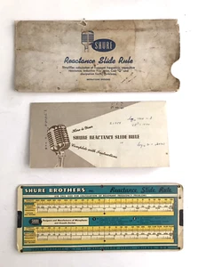 SHURE REACTANCE SLIDE RULE Calculator Paper Slide Rule w INSTRUCTIONS & ENVELOPE - Picture 1 of 17