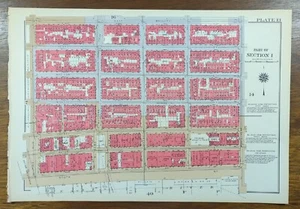 Vintage 1934 LOWER EAST SIDE MANHATTAN NEW YORK CITY NY Map ~ G.W. BROMLEY - Picture 1 of 11