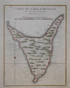 COMORAS - TARJETA DE I' ISLE D'ANJOUAN... POR NICHOLAS BELLIN 1750. - Imagen 1 de 1