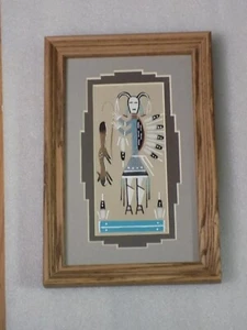 Native American Sand Painting Framed Wall Picture Decor Phoebe Tsosie - Picture 1 of 2