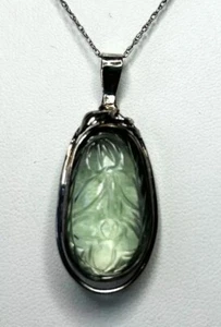 Prasiolita natural tallada y facetada, colgante hecho a mano de plata esterlina. Cadena libre - Imagen 1 de 3