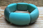 Retro Pale Blue/Green Bead Bracelet/Ombre Plastic look/Chunky/Simple/Stretch