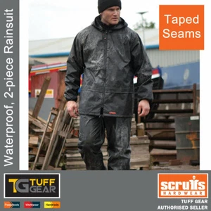 Scruffs Rain Suit Rain Jacket and Waterproof Trousers Black & Yellow - 2 piece - Picture 1 of 4