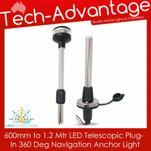 12V 2-4FT TELESCOPIC INBUILT LED ANCHOR STERN PLUG-IN NAVIGATION BOAT LIGHT - Picture 1 of 4