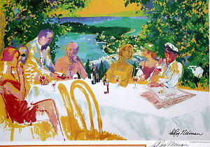 LeRoy Neiman "Wine Alfresco" HAND SIGNED Offset Lithograph ART Print Poster