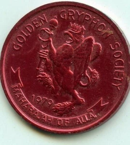 Mardi Gras Doubloon Krewe of Alla 1979 Aluminum Red Mini - Picture 1 of 2