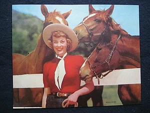 Vintage Western Print "BRIDLE QUEEN", hübsche Dame mit 3 Pferden - Bild 1 von 3
