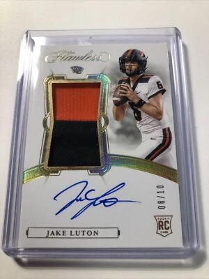 2020 Panini Flawless Jake Luton RPA Rookie On Card Autograph 2-color Patch 8/10 - Image 1 of 2