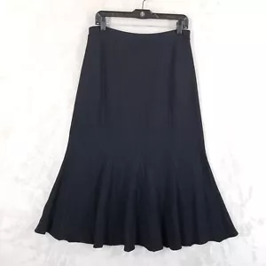 Eileen Fisher Skirt Women Medium Black Wool Blend Flare Godet Minimalist Career - Picture 1 of 8