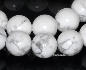 WHITE TURQUOISE HOWLITE GEMSTONE GRADE A ROUND 8MM LOOSE BEADS 7inch - Picture 1 of 4
