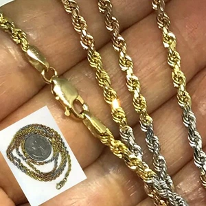 GoLD Chain rope 14k SEMI SOLID yellow white rose tri 2.5mm 22" inch ask 20 18 16 - Picture 1 of 12