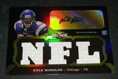 2011 Triple Threads KYLE RUDOLPH #105 Sepia RC JSY Auto/70 VIKINGS Notre Dame - Image 1 of 2