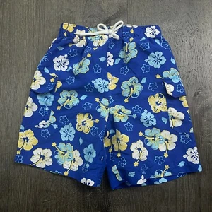 Boyz Wear Nanette Boys Swim Trunks Shorts Royal Blue Aloha Floral Pull On Size 6 - Picture 1 of 4