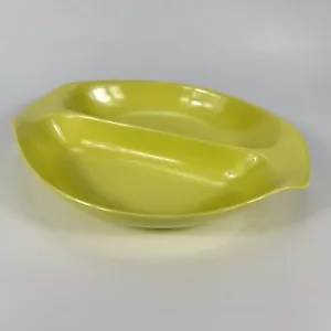Russel Wright Decoradores del Hogar 11 1/8" Dividido Servir Vegetales Amarillo Melamina - Imagen 1 de 8