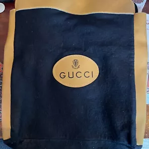 Vintage Gucci schwarz Filz 12" x 18" Wolle Leder Wappen Beuteltasche Shopper Tasche SCHÖN - Bild 1 von 5
