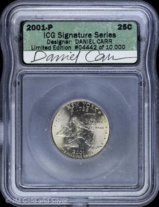 2001-P 25C New York NY State Quarter ICG Signature Series | Daniel Carr Signed - Picture 1 of 4