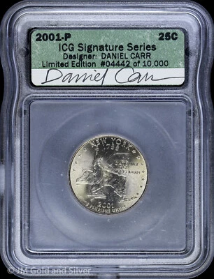 2001-P 25C New York NY State Quarter ICG Signature Series | Daniel Carr Signed - Image 1 of 4