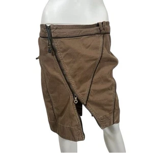 Diesel tan/brown skirt with an adjustable asymmetrical zipper, Sz 31 - Picture 1 of 8