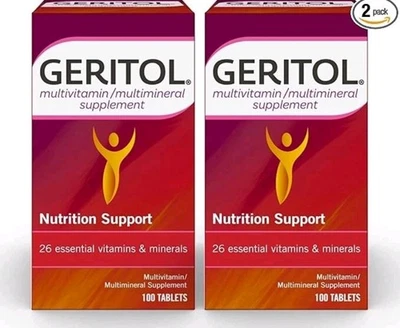 2-Pack Geritol Multi-Vitamin Nutritional Support Tablets 100 ct Bottles *02/28* - Imagem 1 de 4