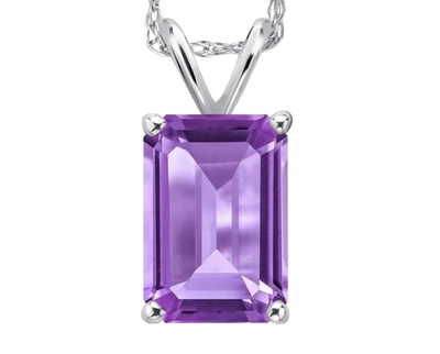 925 Sterlingsilber 2.52 Karat Smaragd Cut Amethyst Edelstein Statement Anhänger - Bild 1 von 4