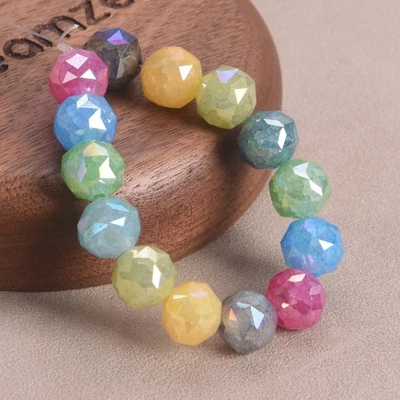 10pcs Round Crackle Faceted Opaque Glass Glossy Loose Beads For Jewelry Making - Image 1 of 3