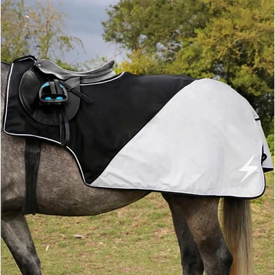 Hy Equestrian Silva Flash Waterproof Exercise Sheet - Black/Reflective Silver - Image 1 of 3