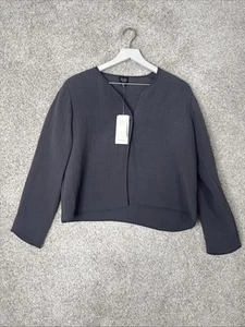 Women's Eileen Fisher Silk Sponge Cardigan Blazer Slate Size Small Petite - Picture 1 of 12