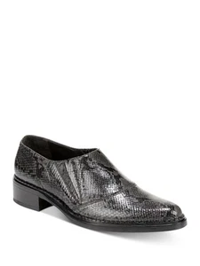 VINCE. Womens Black Snake Skin Print Delmar Almond Slip On Leather Loafers 6.5 M - Picture 1 of 8