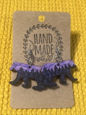 Bear Earrings NEW Purple - Image 1 of 4