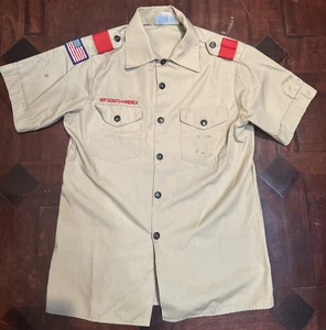 Boy Scout BSA UNIFORM Tan SHIRT Youth Large Short Sleeve - Picture 1 of 6