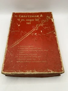 Vintage - CRAFTSMAN - 6 pc AUGER BIT SET - OLD RED BOX - Picture 1 of 5