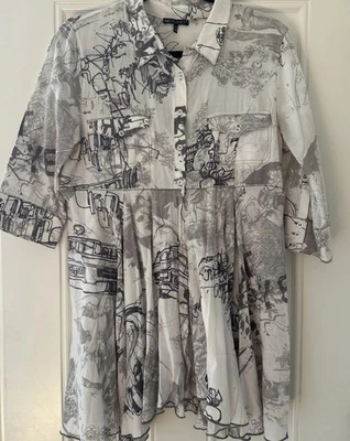 Túnica MC Planet cinza inata abstrata transparente abotoada 10 caprichosa artística - Imagem 1 de 4