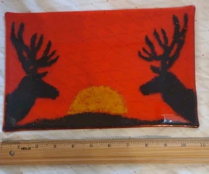 Schmelzglas Tablett Orange Schwarz Halloween Herbst 11 x 7 Zoll - Bild 1 von 4