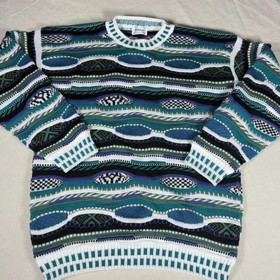 Vintage Protege Collection Sweater 3D Textured Knit Coogi Biggie Style Men's L - Image 1 of 4