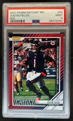2021 Panini Instant NFL Justin Fields RC Red Rookie #70/99 Bears PSA 9 - Image 1 of 2